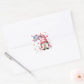 Funny Valentijn Gnome met Love You Sign Vierkante Sticker (Envelop)