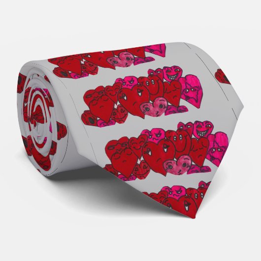 FUNNY VALENTIJN HEARTS stropdas (Opgerold)