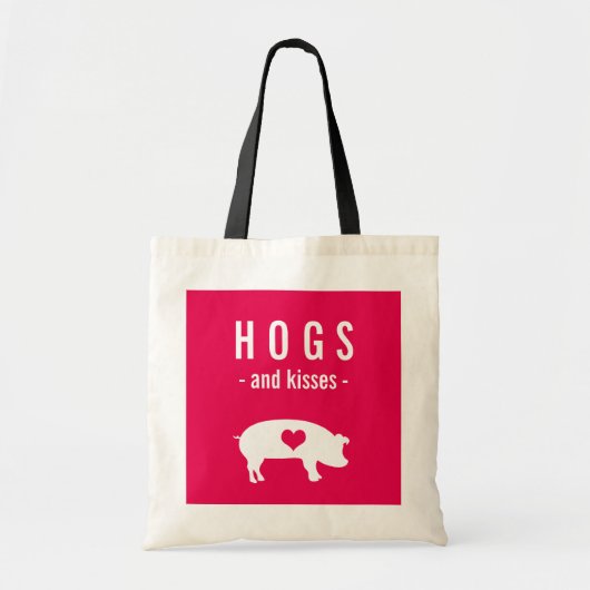 Funny Valentijn Hogs en Kisses met Cute Pig Tote Bag (Voorkant)