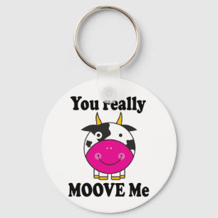 Funny Valentijn Moove me Koe Gift Sleutelhanger