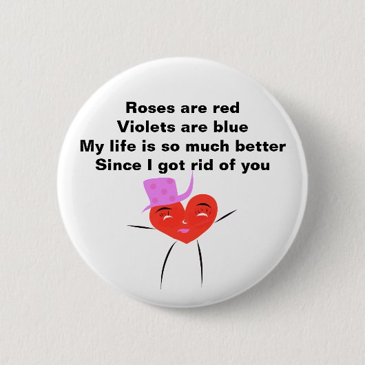 Funny Valentijn Poem voor ex Ronde Button 5,7 Cm (Voorkant)
