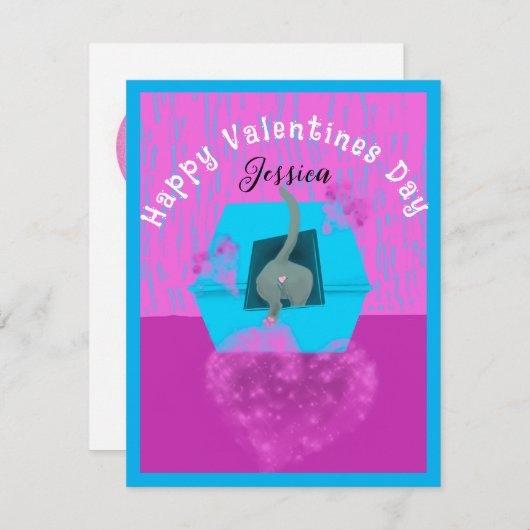 Funny Valentijn van de kat box Feestdagenkaart (Voorkant / Achterkant)