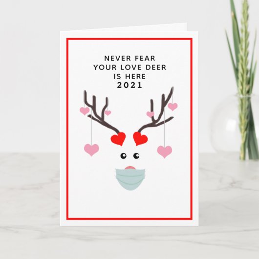 Funny Valentijnsdag 2021 Love Deer Poem Name Kaart (Voorkant)