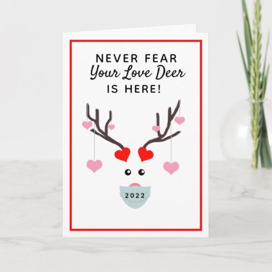 Funny Valentijnsdag 2022 Love Deer Hearts Feestdagen Kaart (Voorkant)