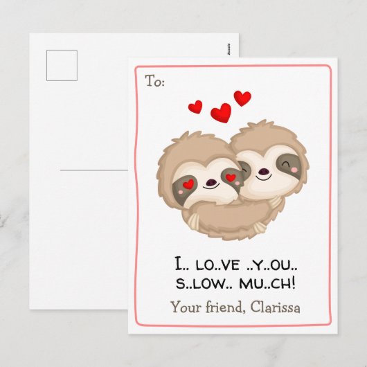 Funny Valentijnsdag Card for Kids (Slaaphart) Feestdagenkaart (Voorkant / Achterkant)