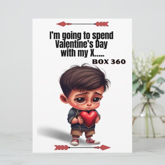 Funny Valentijnsdag card, Lonely boy humor (Staand voorkant)