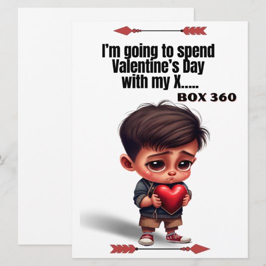 Funny Valentijnsdag card, Lonely boy humor (Voorkant / Achterkant)