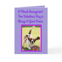 Funny Valentijnsdag Card met Cute Basset & Flowers