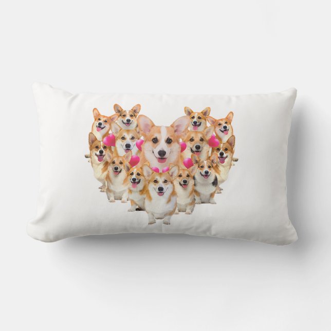 Funny Valentijnsdag Corgi Heart Gift Hondenliefheb Kussen (Voorkant)