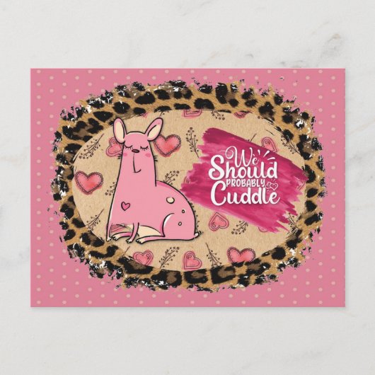 Funny Valentijnsdag Cute Dog Cuddle Briefkaart (Voorkant)