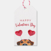 Funny Valentijnsdag Cute Dog Heart Headband Cadeaulabel (Voorkant)