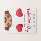 Funny Valentijnsdag Cute Dog Heart Headband Legpuzzel (Horizontaal)
