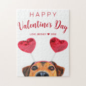 Funny Valentijnsdag Cute Dog Heart Headband Legpuzzel (Verticaal)