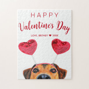 Funny Valentijnsdag Cute Dog Heart Headband Legpuzzel