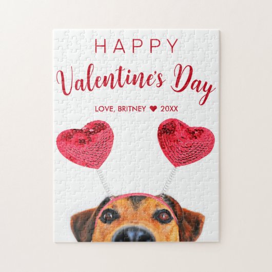 Funny Valentijnsdag Cute Dog Heart Headband Legpuzzel (Verticaal)