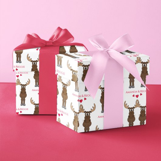 Funny Valentijnsdag Cute Fun Moose Custom Cadeaupapier