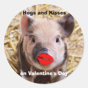 Funny Valentijnsdag Cute Little Piglet Ronde Sticker