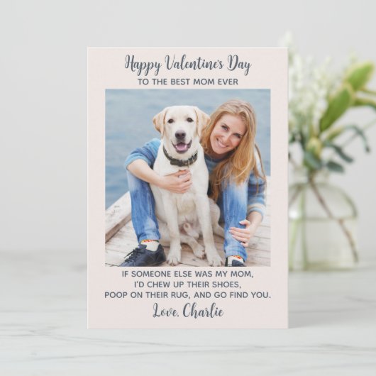 Funny Valentijnsdag DOG MOM Persoonlijke foto van  Feestdagenkaart (Staand voorkant)