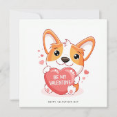 Funny Valentijnsdag Kaart - Corgi Dog Kaart (Voorkant)