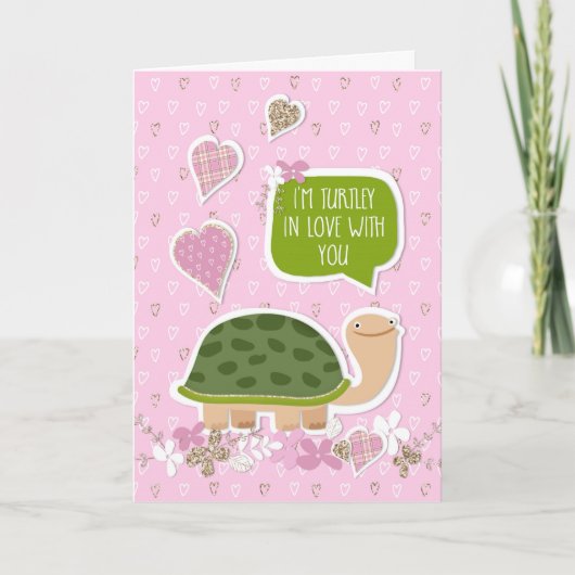 Funny Valentijnsdag Kaart - Cute Turtle Cartoon (Voorkant)