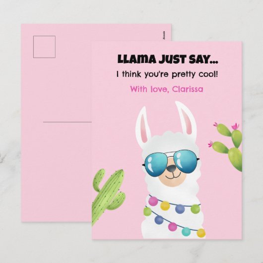 Funny Valentijnsdag Kaart Kinder - Llama (Klasloka (Voorkant / Achterkant)