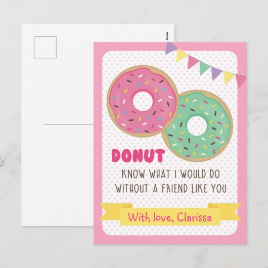 Funny Valentijnsdag Kaart Kinderen - Donut (klaslo (Voorkant / Achterkant)