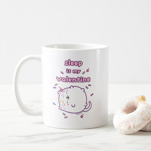 Funny Valentijnsdag Kitty Cat Koffiemok (Met donut)