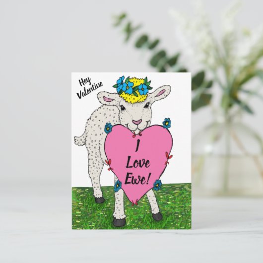 Funny  Valentijnsdag Lamb Briefkaart (Staand voorkant)