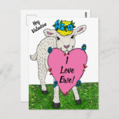 Funny  Valentijnsdag Lamb Briefkaart (Voorkant / Achterkant)