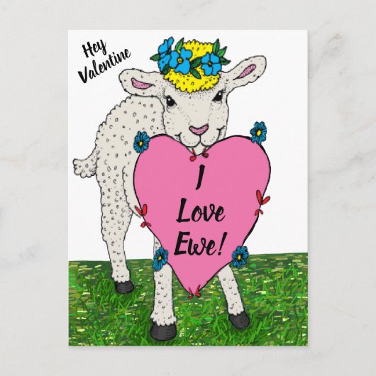 Funny  Valentijnsdag Lamb Briefkaart (Voorkant)