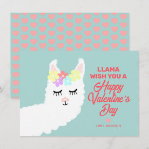 Funny Valentijnsdag Llama Pun Kinder klaslokaal Feestdagenkaart