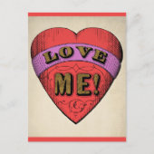 Funny Valentijnsdag Love Me Retro Heart Briefkaart (Voorkant)