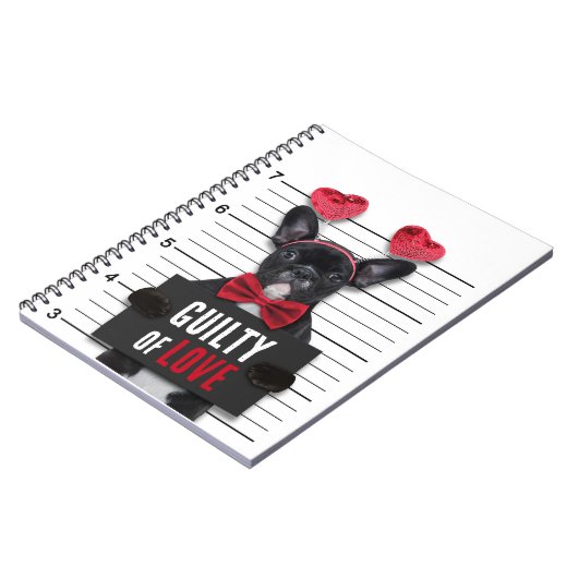 Funny Valentijnsdag Mugshot Guilty Love Dog Notitieboek (Linkerzijde)