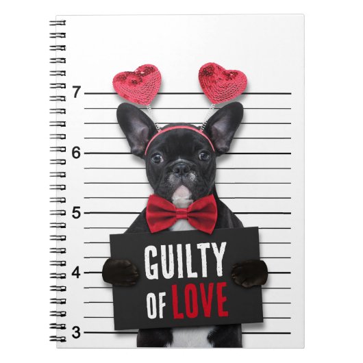 Funny Valentijnsdag Mugshot Guilty Love Dog Notitieboek (Voorkant)