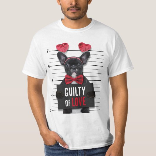 Funny Valentijnsdag Mugshot Guilty Love Dog T-shirt (Voorkant)