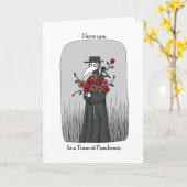 Funny Valentijnsdag Plague Doctor Coronavirus Kaart (Gele Bloem)