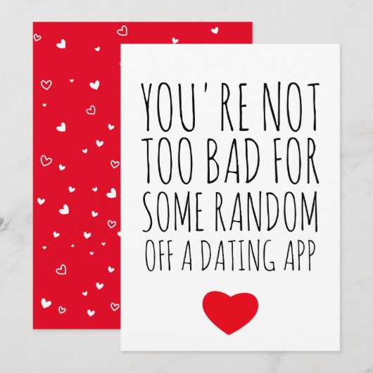 Funny Valentijnsdag Random Guy Dating App Kaart (Voorkant / Achterkant)