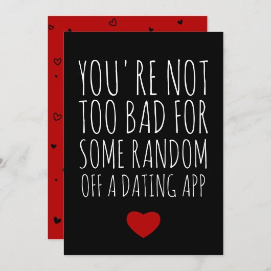 Funny Valentijnsdag Random Guy Dating App Kaart (Voorkant / Achterkant)