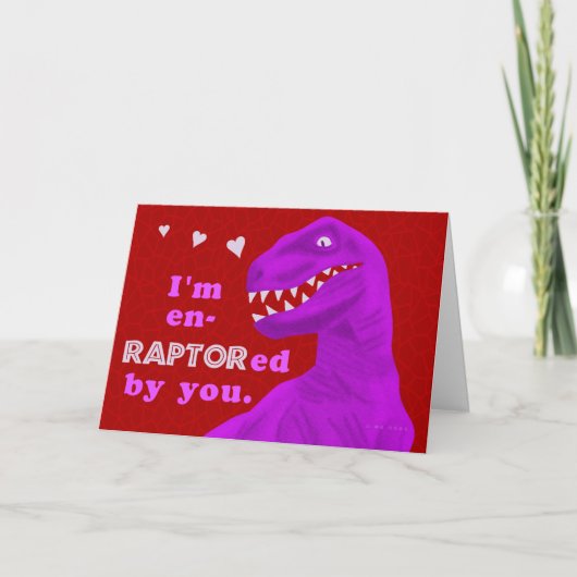 Funny Valentijnsdag Raptor Dinosaur Pun Feestdagen Kaart (Voorkant)