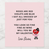 Funny Valentijnsdag Rozen zijn Vriendin met rood g Wijn Etiket (Enkel label)
