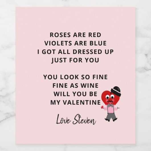 Funny Valentijnsdag Rozen zijn Vriendin met rood g Wijn Etiket (Enkel label)