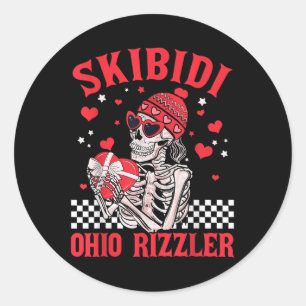 Funny Valentijnsdag Skibidi Ohio Rizzler Heart SK Ronde Sticker