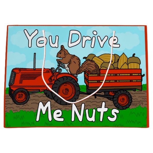 Funny Valentijnsdag Squirrel Pun Drive me Nuts Groot Cadeauzakje (Voorkant)