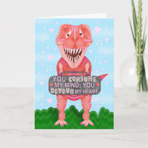 Funny Valentijnsdag T Rex Dinosaur Cute Humor Feestdagen Kaart