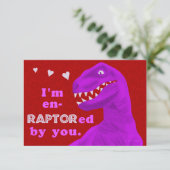 Funny Valentijnse Raptor Dinosaur Kinder klaslokaa Kaart (Staand voorkant)