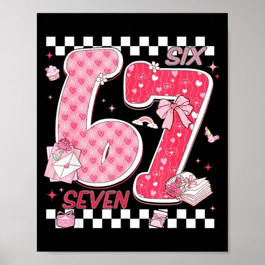 Funny Valentine 67 Six Seven Meme Nk Bow Boy Girl  Poster (Voorkant)
