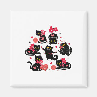 Funny Valentine Black Cats Positions - Black Cat H Magneet