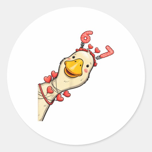 Funny Valentine Goose 6 7 Six Seven Meme Matching  Ronde Sticker (Voorkant)