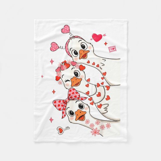 Funny Valentine Goose Nk Coquette Valentines Girls Fleece Deken (Voorkant)