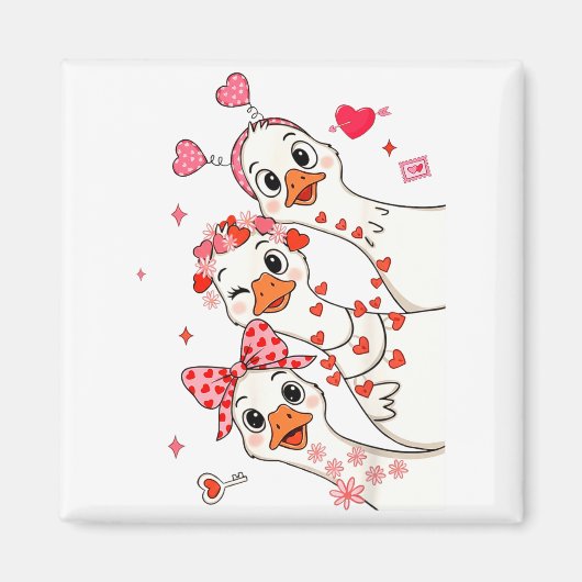 Funny Valentine Goose Nk Coquette Valentines Girls Magneet (Voorkant)